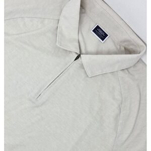 Charles Tyrwhitt 1/4 Zip Polo Shirt Men's XL Ivory Ecru Short Sleeve‎ Stretch